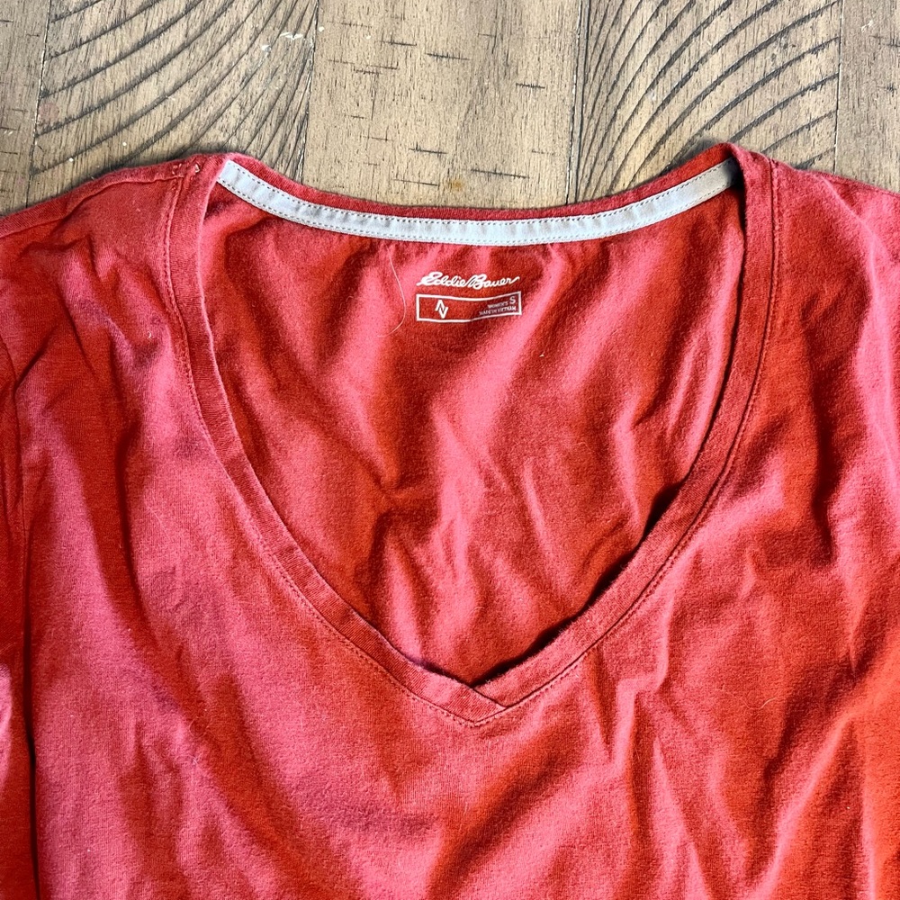 Eddie Bauer 3/4 sleeve shirt Sz SM Orange
